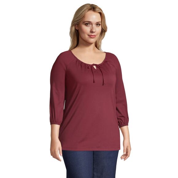 Lands’ End Maroon Long Sleeve peasant Tunic Top Size 3x (24W-26W) - Picture 1 of 9